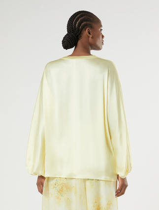 Oversized satin shirt - LIGHT YELLOW - Marina Rinaldi - 4