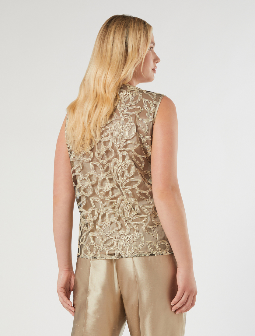 Embroidered tulle top - BLACK - Marina Rinaldi - 4