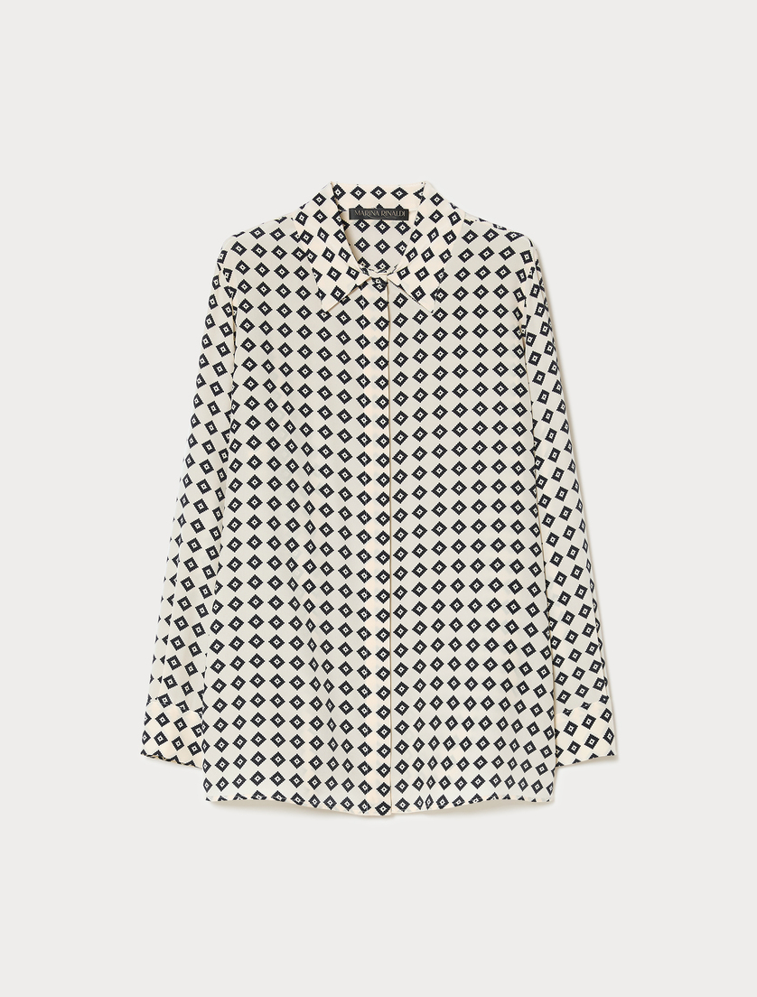 Silk crepe de chine shirt - IVORY - Marina Rinaldi