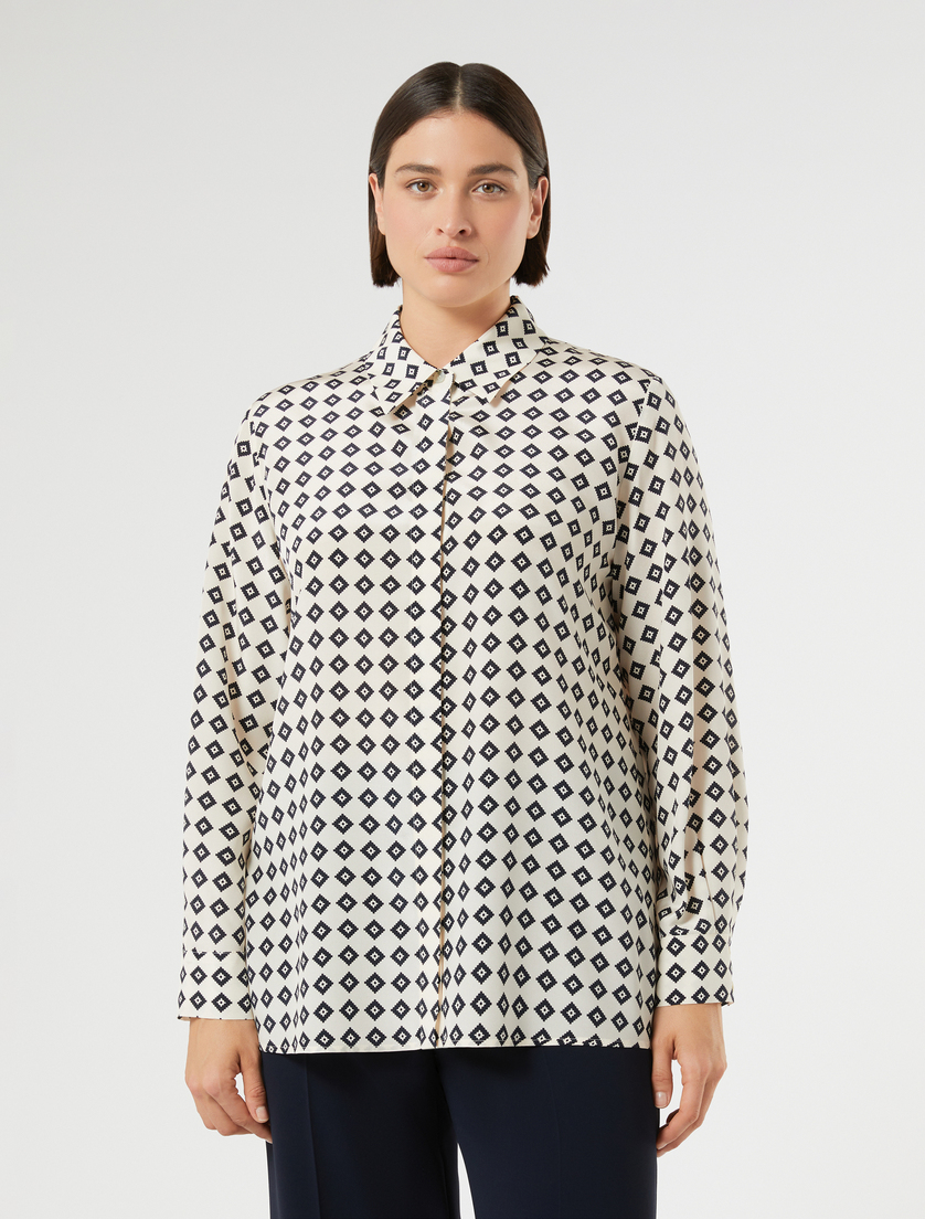 Silk crepe de chine shirt - IVORY - Marina Rinaldi - 3