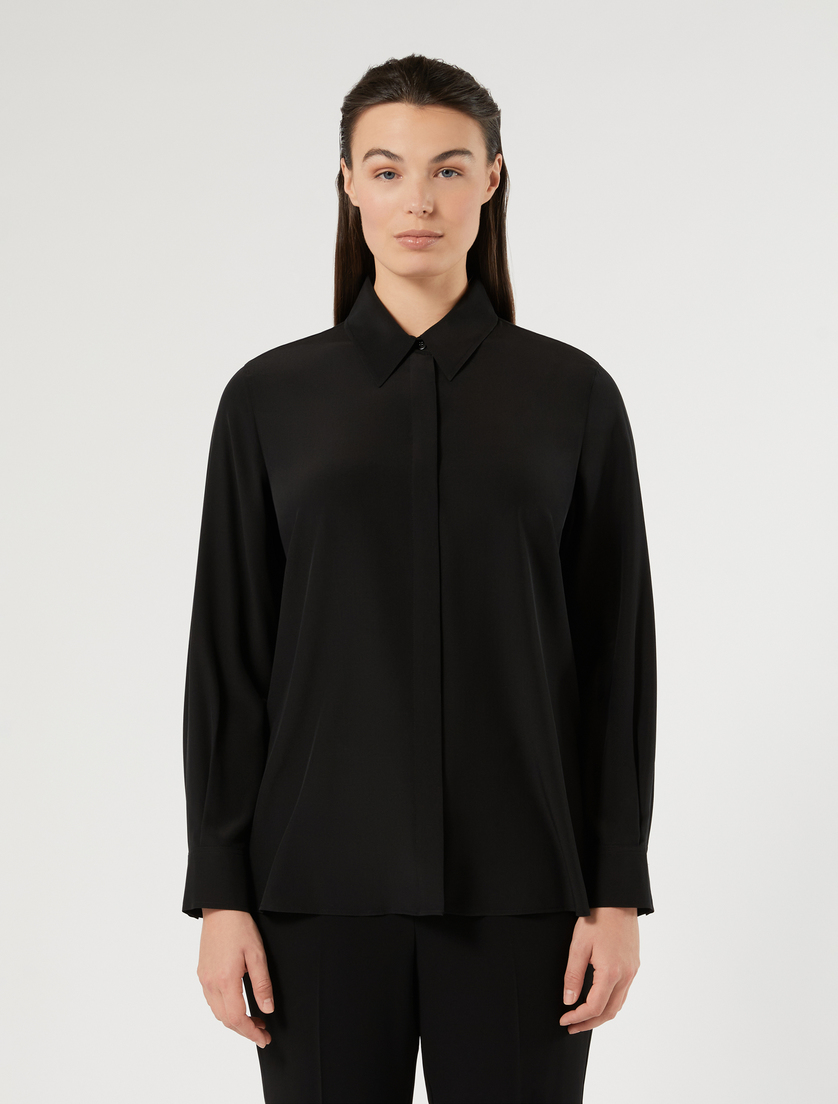 Silk crepe de chine shirt - BLACK - Marina Rinaldi - 3