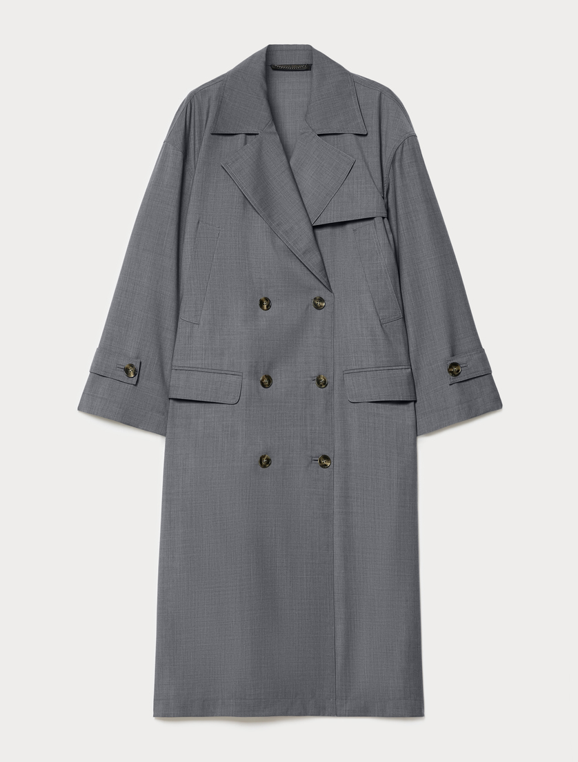 Light woollen cloth duster coat - DARK GREY - Marina Rinaldi