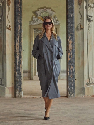 Light woollen cloth duster coat - DARK GREY