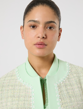 Yarn-dyed duster coat with embroidery - PASTEL GREEN - Marina Rinaldi - 5