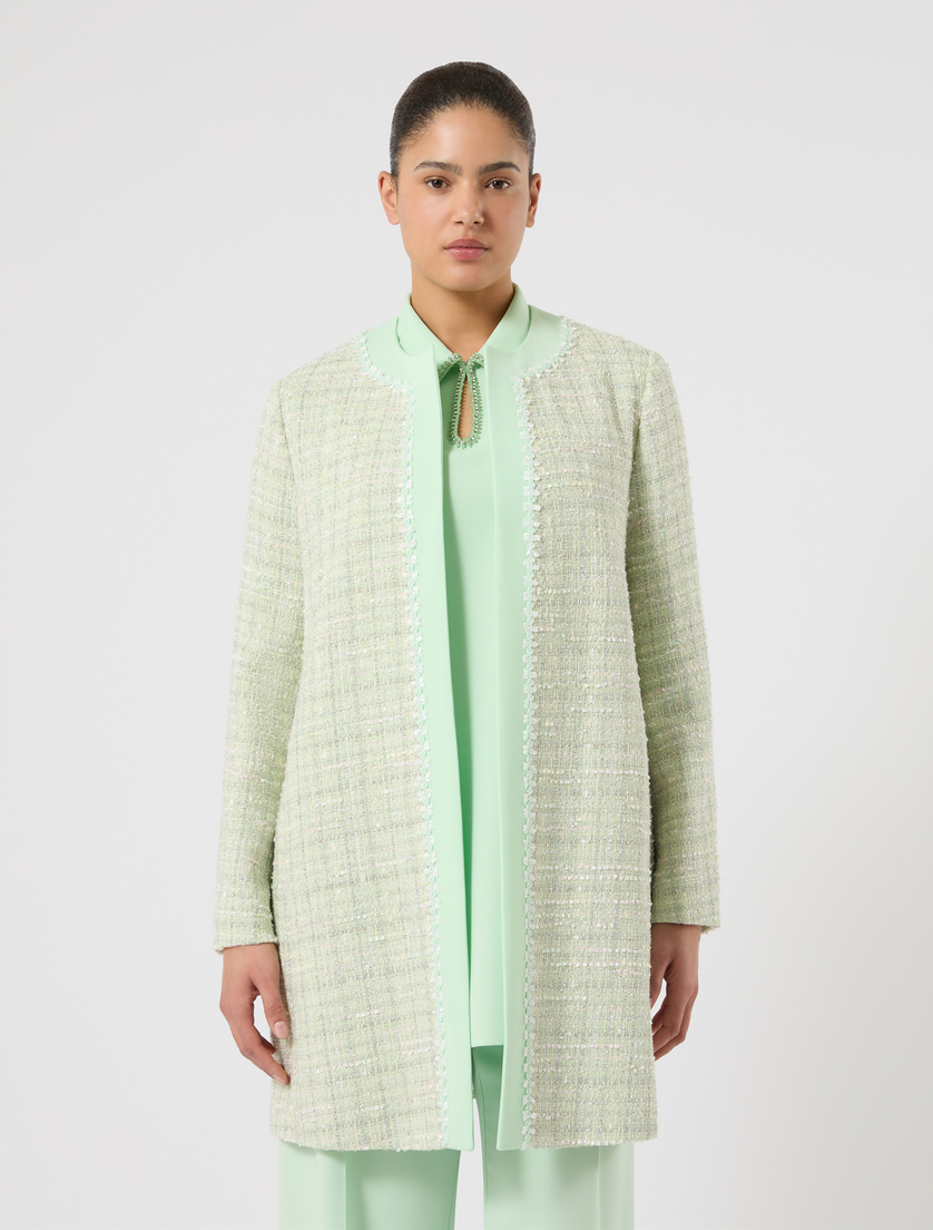 Spolverino in tinto filo con ricamo - VERDE PASTELLO - Marina Rinaldi - 3