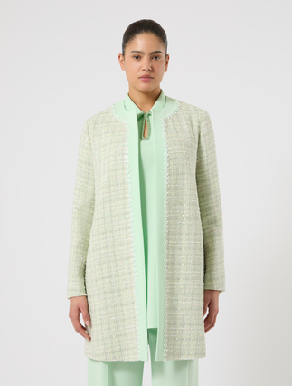 Spolverino in tinto filo con ricamo - VERDE PASTELLO