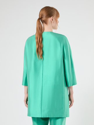 Duster coat in silk shantung - PASTEL GREEN - Marina Rinaldi - 4