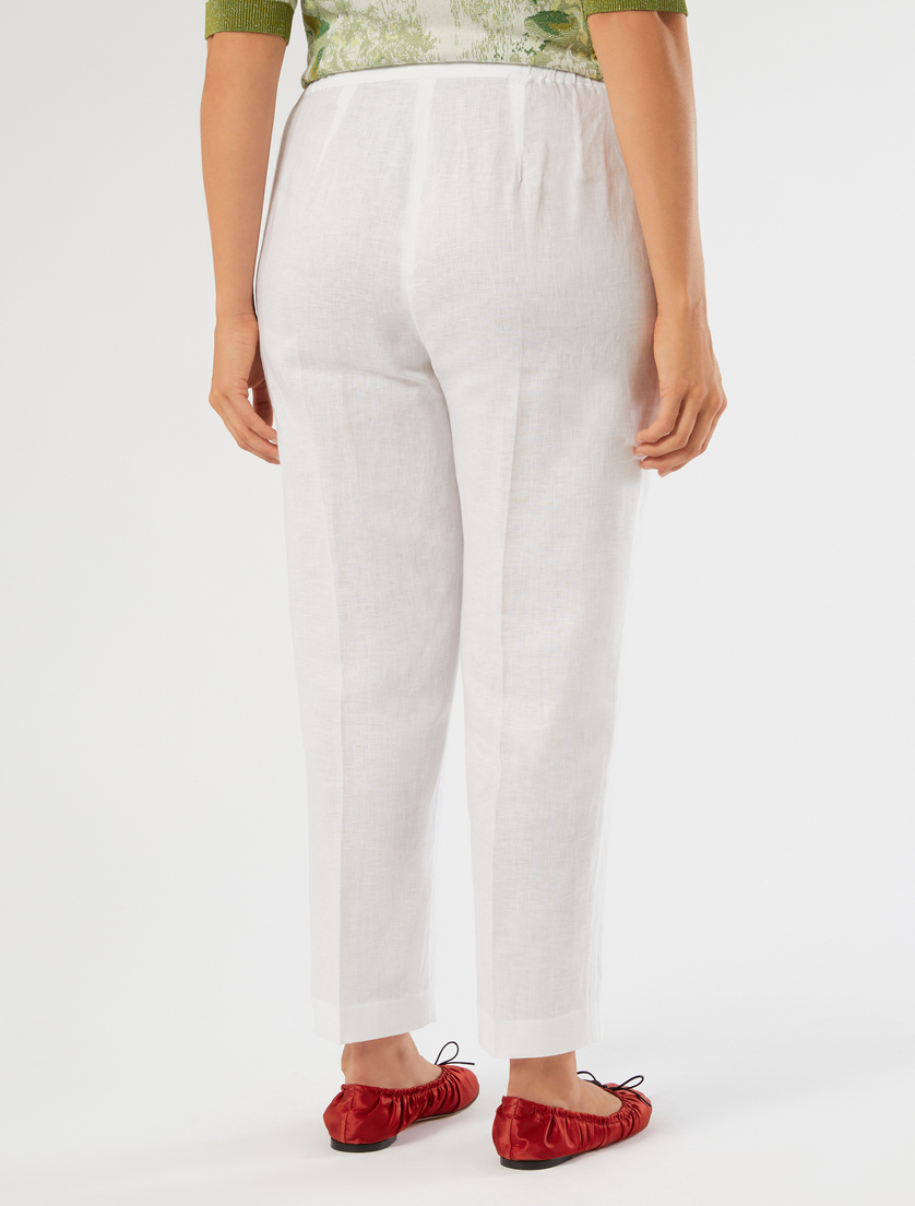 Linen canvas trousers - OPTICAL WHITE - Marina Rinaldi - 4