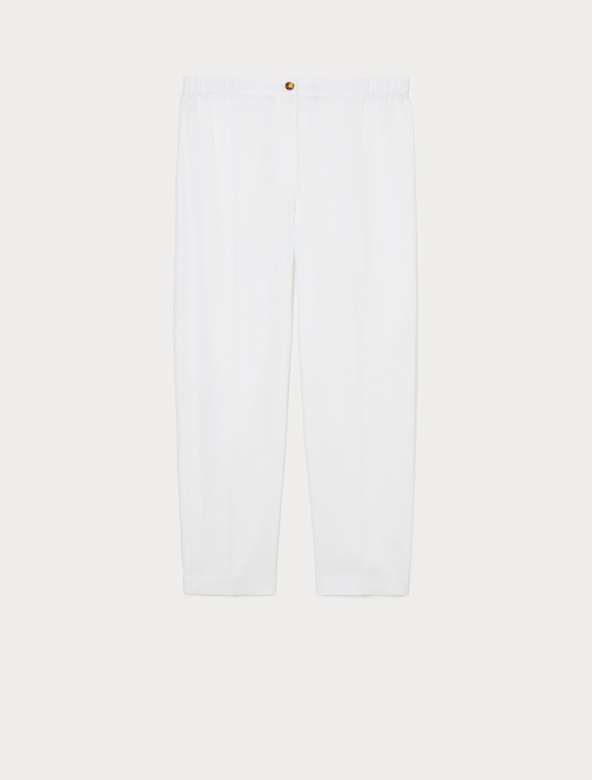 Linen canvas trousers - OPTICAL WHITE - Marina Rinaldi