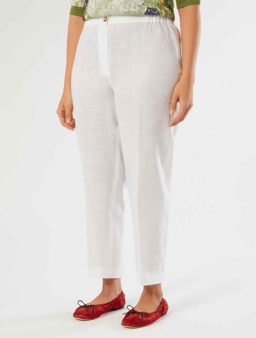 Linen canvas trousers - OPTICAL WHITE - Marina Rinaldi - 3