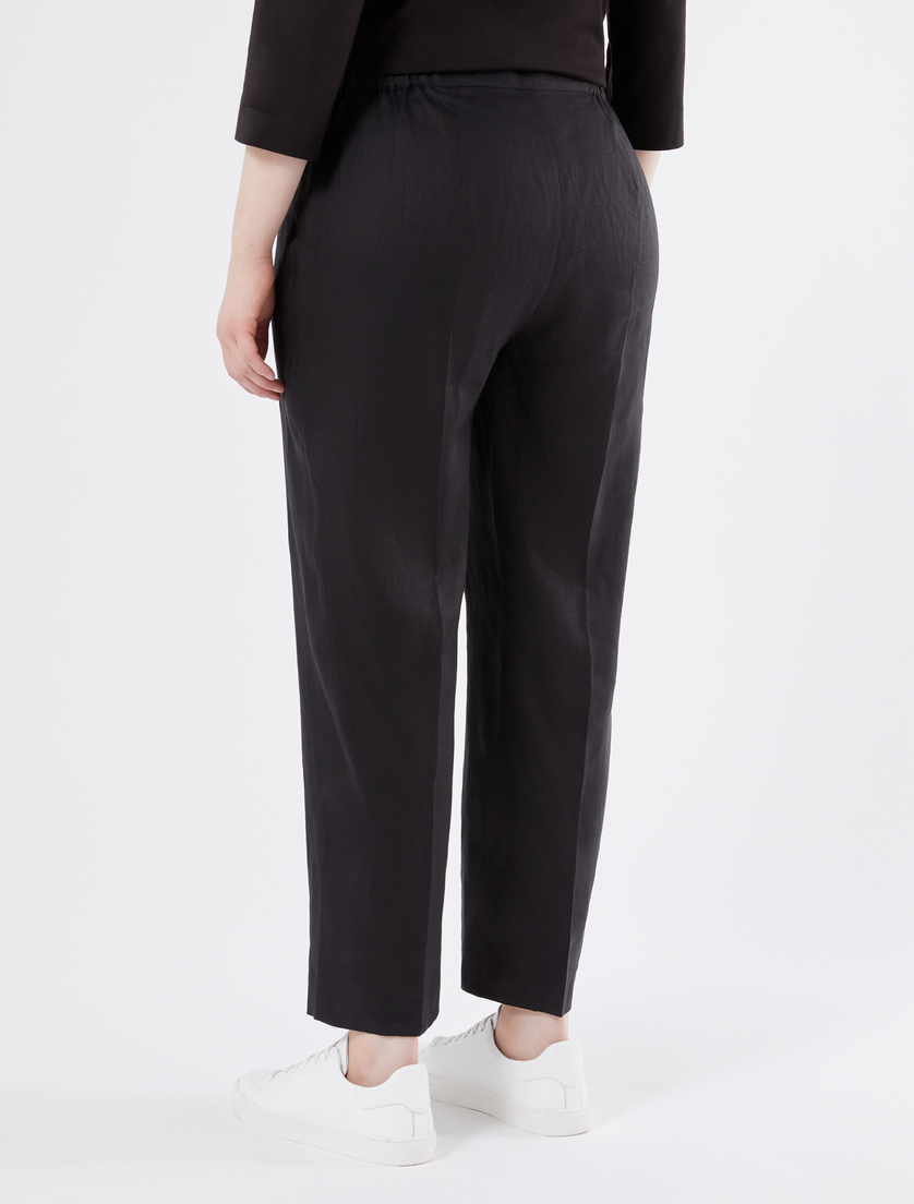 Linen canvas trousers - BLACK - Marina Rinaldi - 4