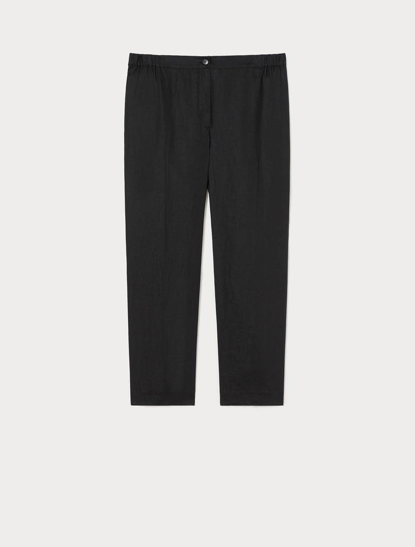 Linen canvas trousers - BLACK - Marina Rinaldi