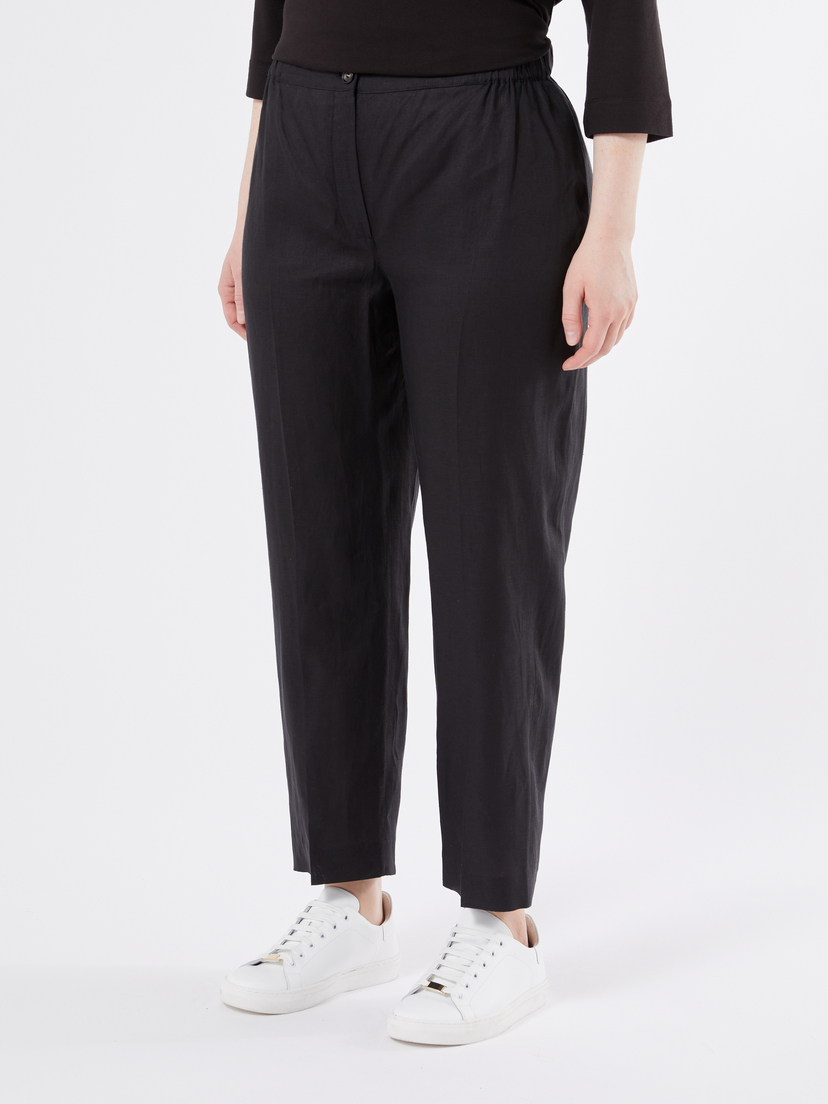 Linen canvas trousers - BLACK - Marina Rinaldi - 3