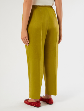 Linen canvas trousers - OLIVE GREEN - Marina Rinaldi - 4