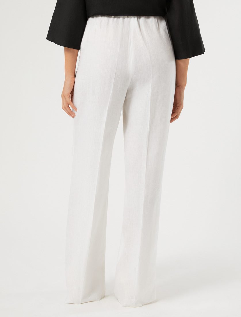 Linen canvas trousers - OPTICAL WHITE - Marina Rinaldi - 4