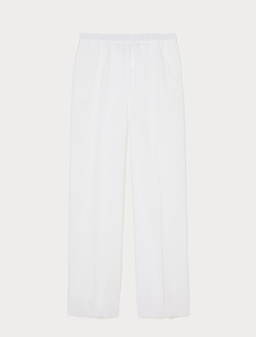 Linen canvas trousers - OPTICAL WHITE - Marina Rinaldi
