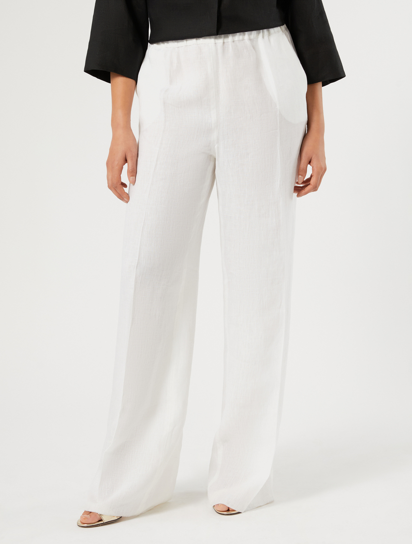 Linen canvas trousers - OPTICAL WHITE - Marina Rinaldi - 3