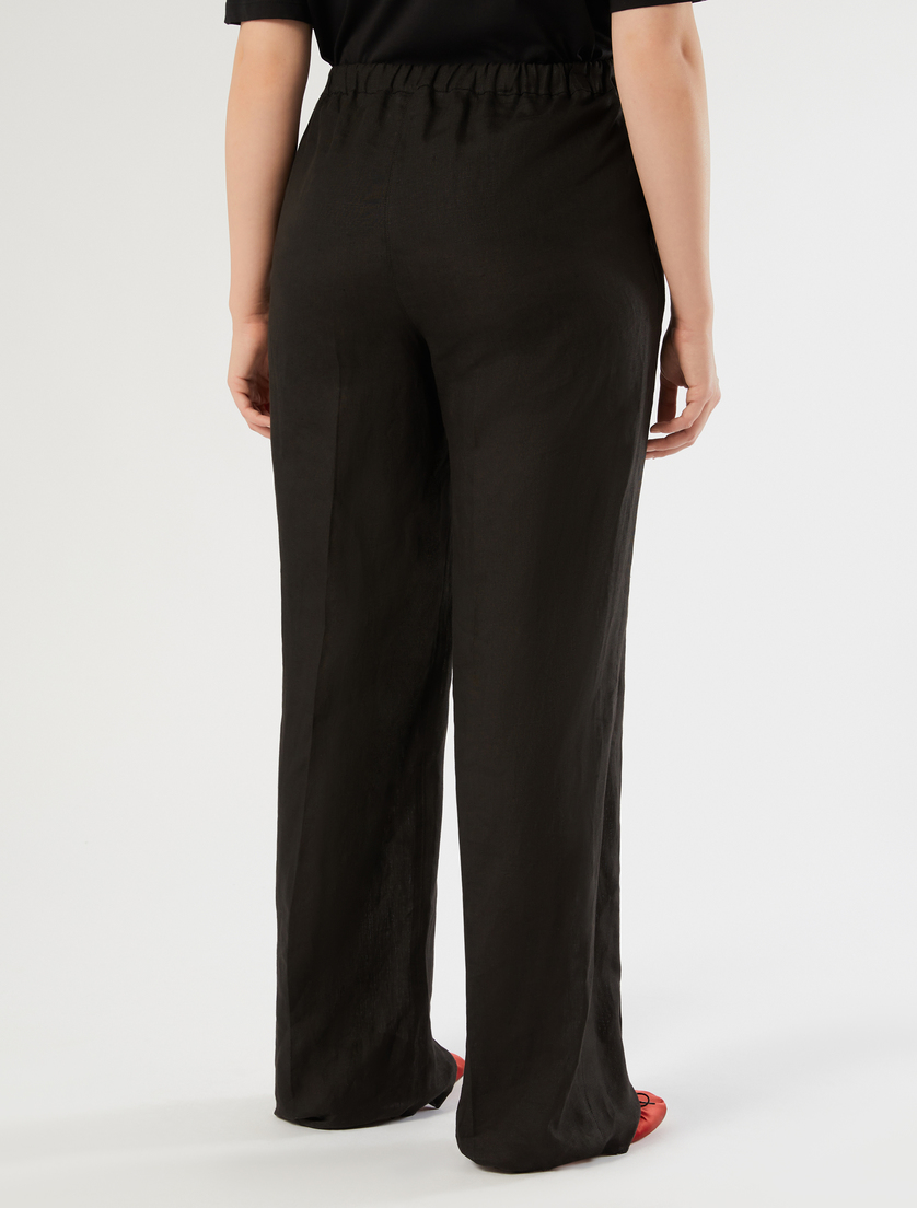 Linen canvas trousers - BLACK - Marina Rinaldi - 4
