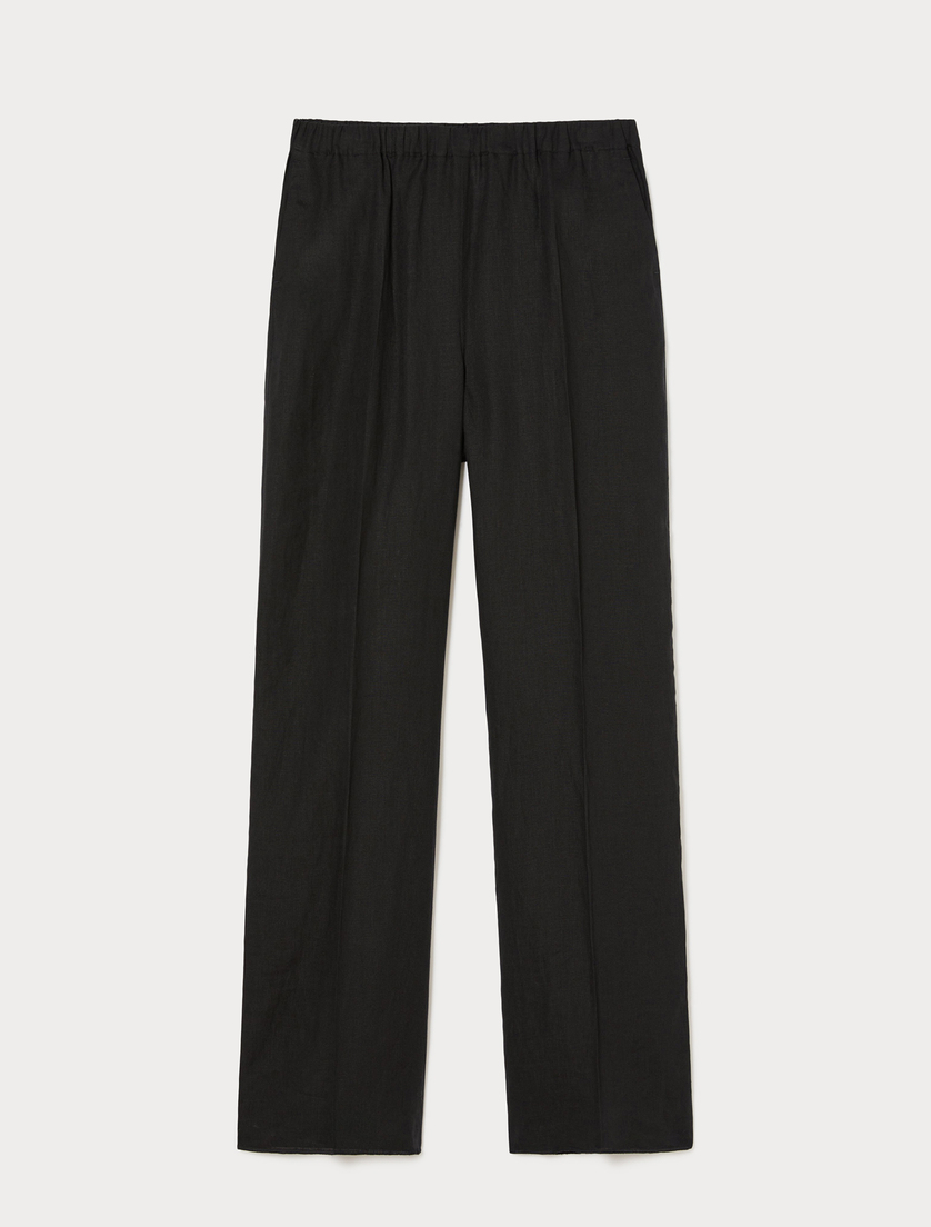 Linen canvas trousers - BLACK - Marina Rinaldi