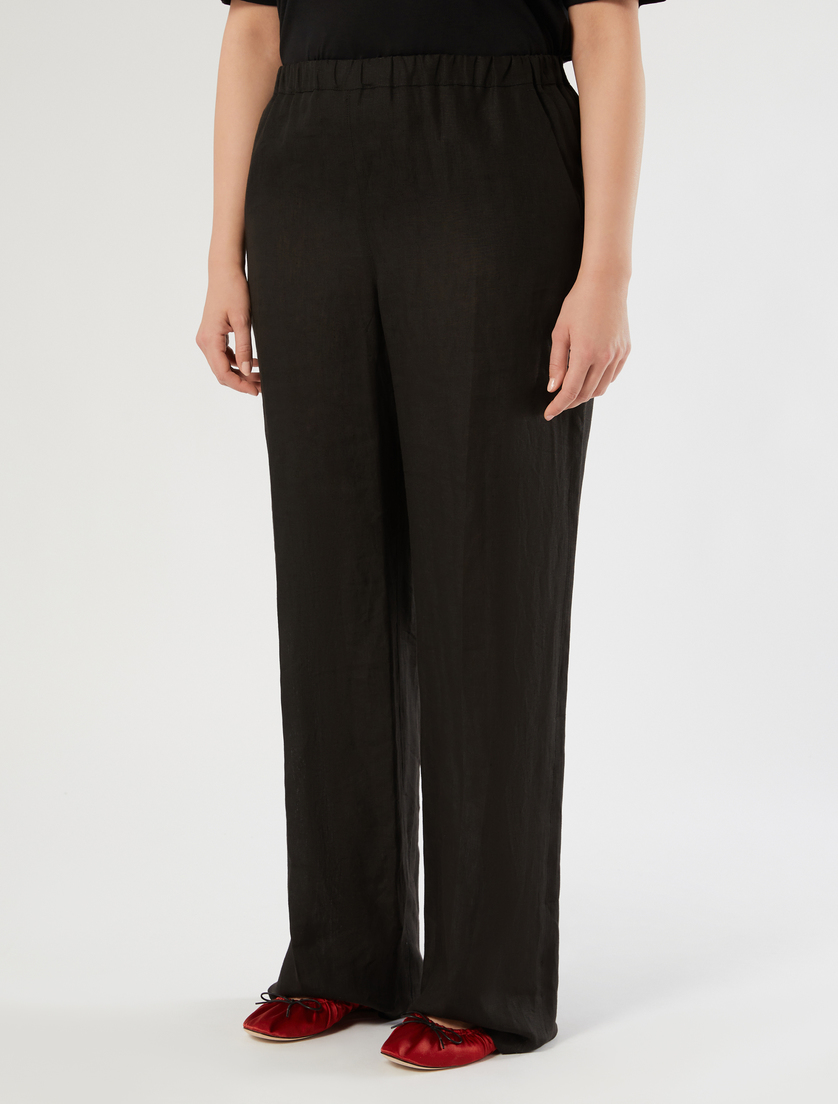 Linen canvas trousers - BLACK - Marina Rinaldi - 3