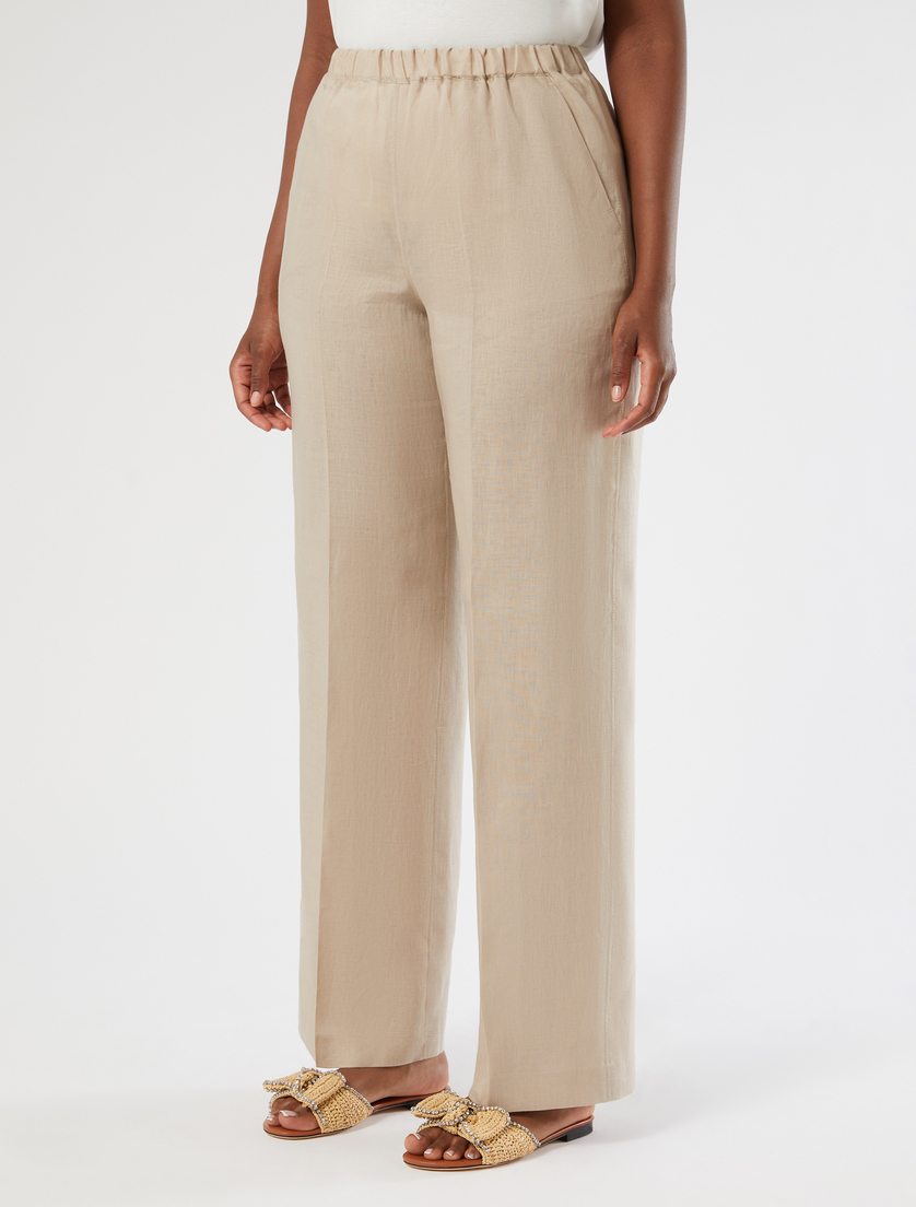 Linen canvas trousers - BEIGE - Marina Rinaldi - 3