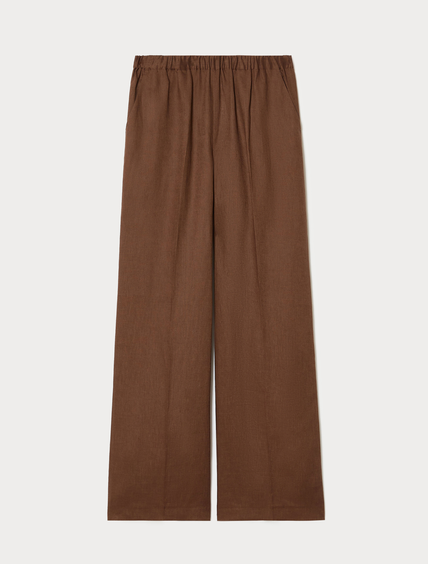 Linen canvas trousers - COCOA - Marina Rinaldi