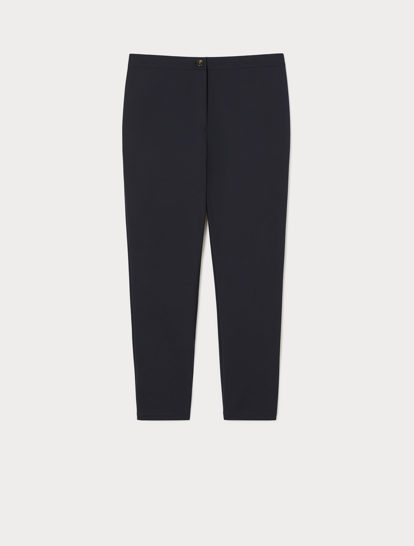 Slim-fit cotton canvas trousers - MIDNIGHTBLUE - Marina Rinaldi
