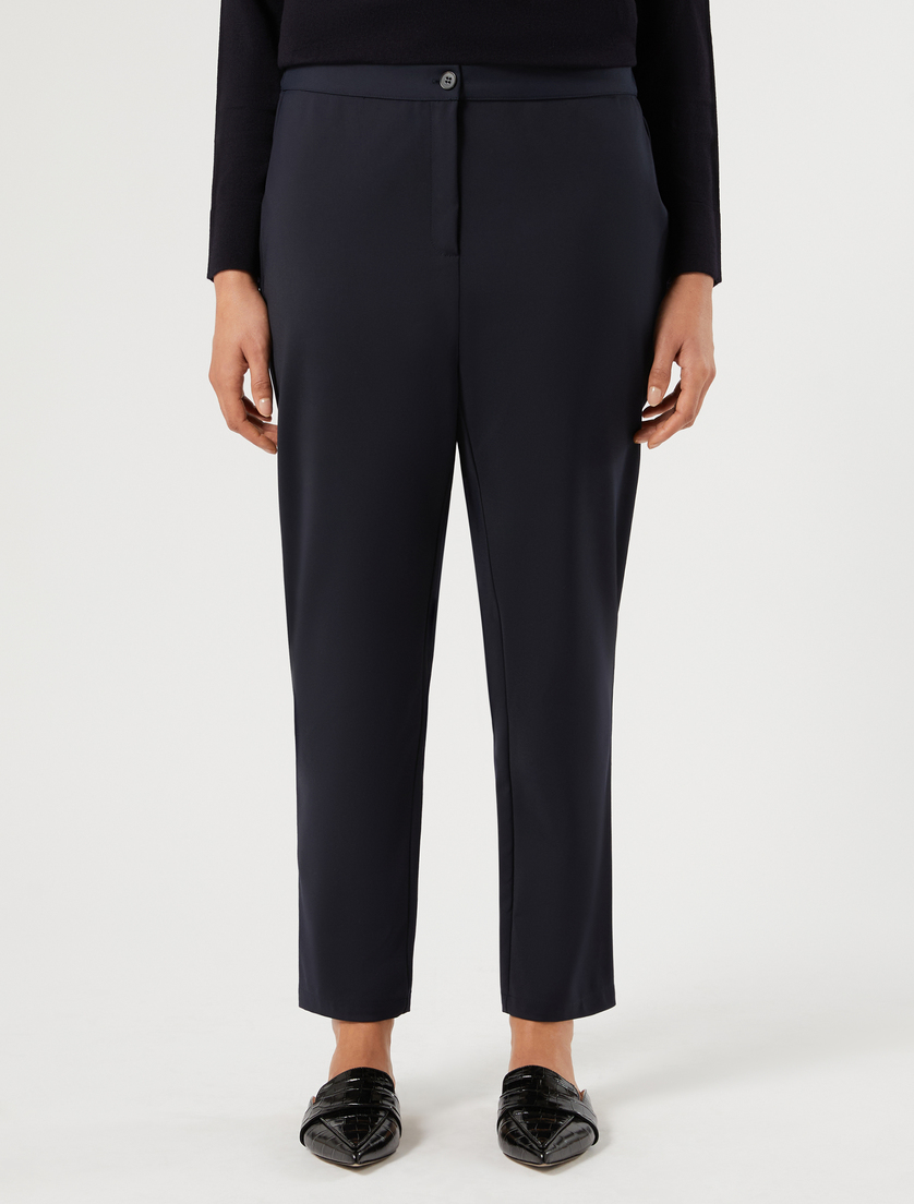 Slim-fit cotton canvas trousers - MIDNIGHTBLUE - Marina Rinaldi - 3
