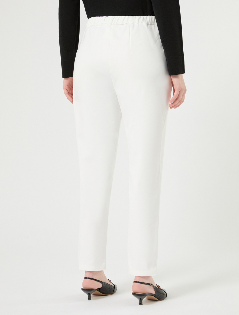 Slim-fit cotton canvas trousers - WHITE - Marina Rinaldi - 4