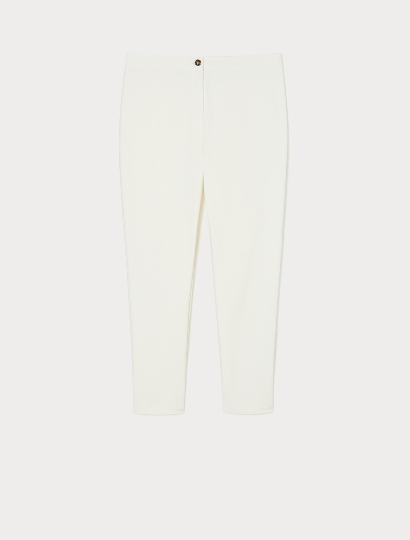 Slim-fit cotton canvas trousers - WHITE - Marina Rinaldi