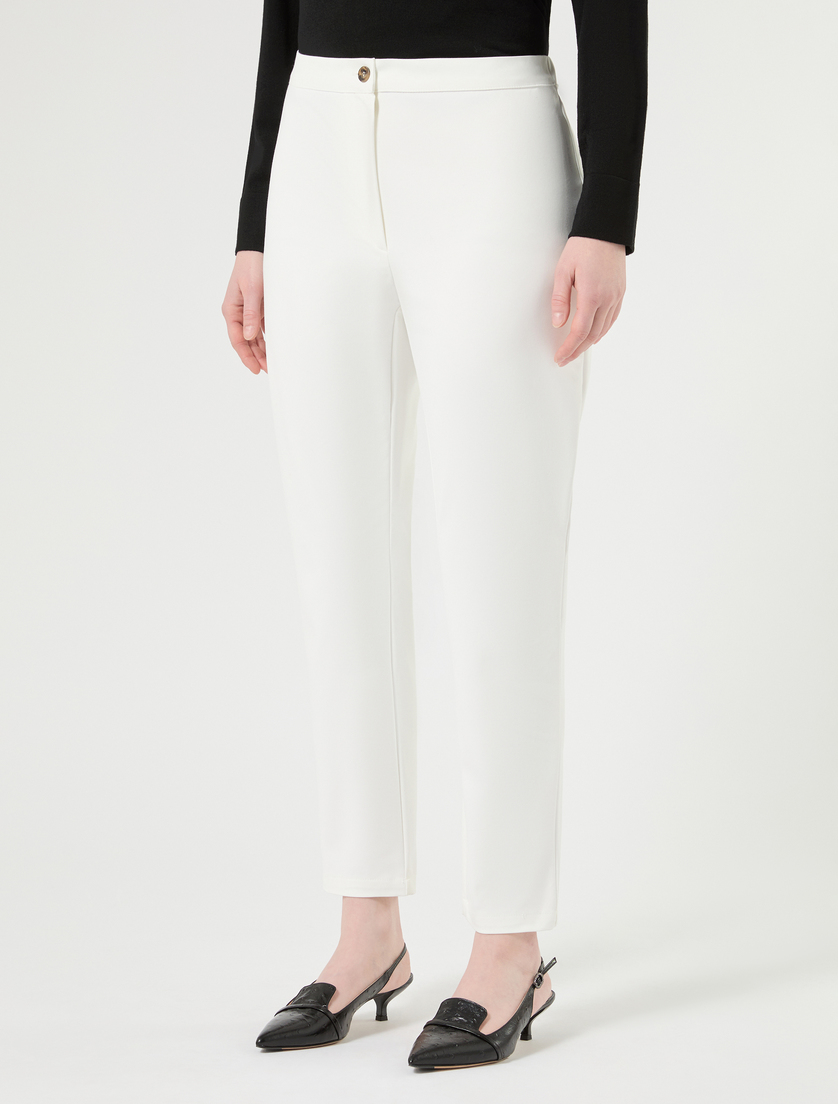 Slim-fit cotton canvas trousers - WHITE - Marina Rinaldi - 3