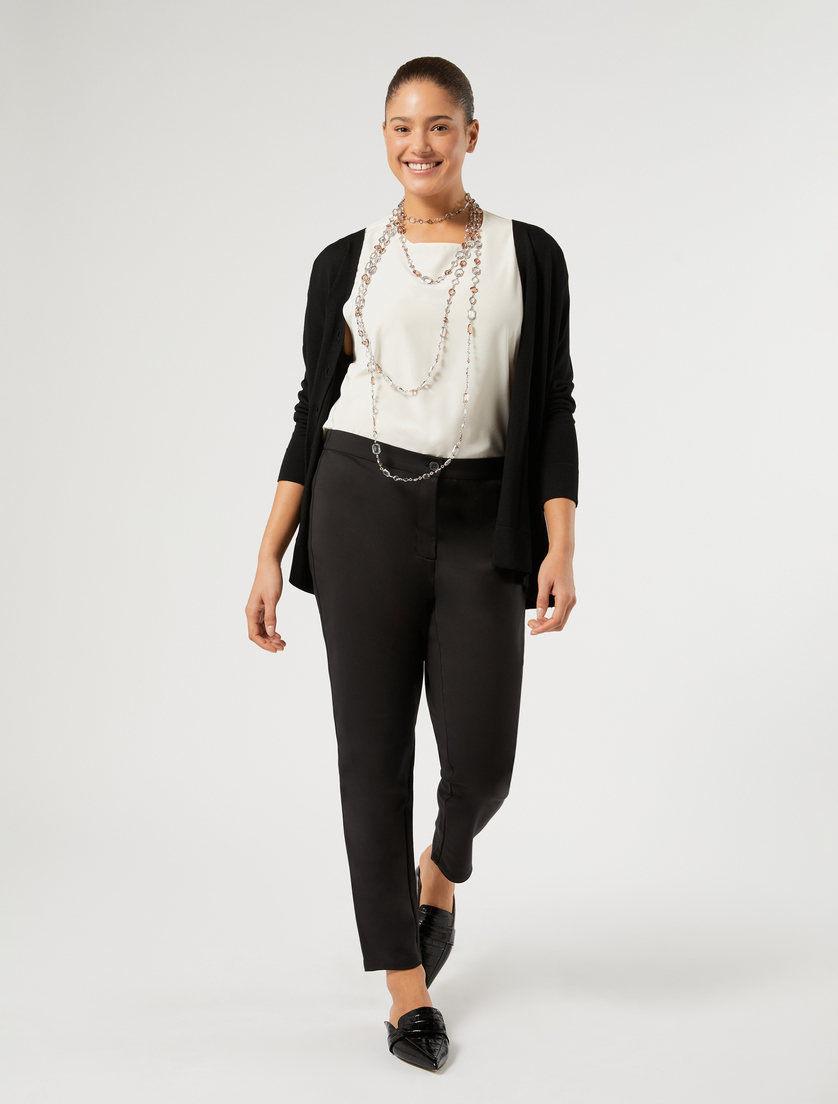 Slim-fit cotton canvas trousers - Marina Rinaldi