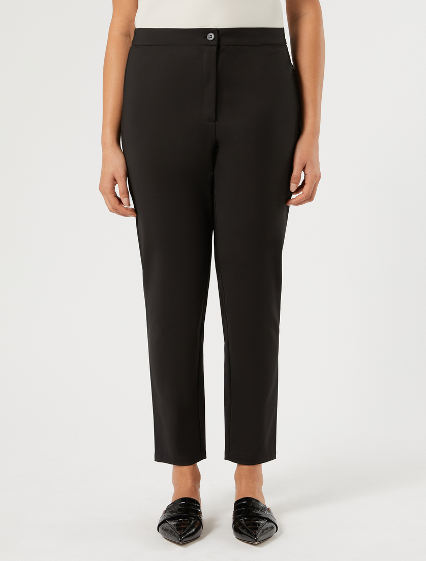 Slim-fit cotton canvas trousers - BLACK - Marina Rinaldi - 3