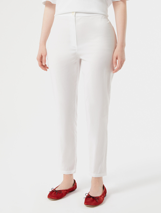 Cotton poplin trousers - OPTICAL WHITE
