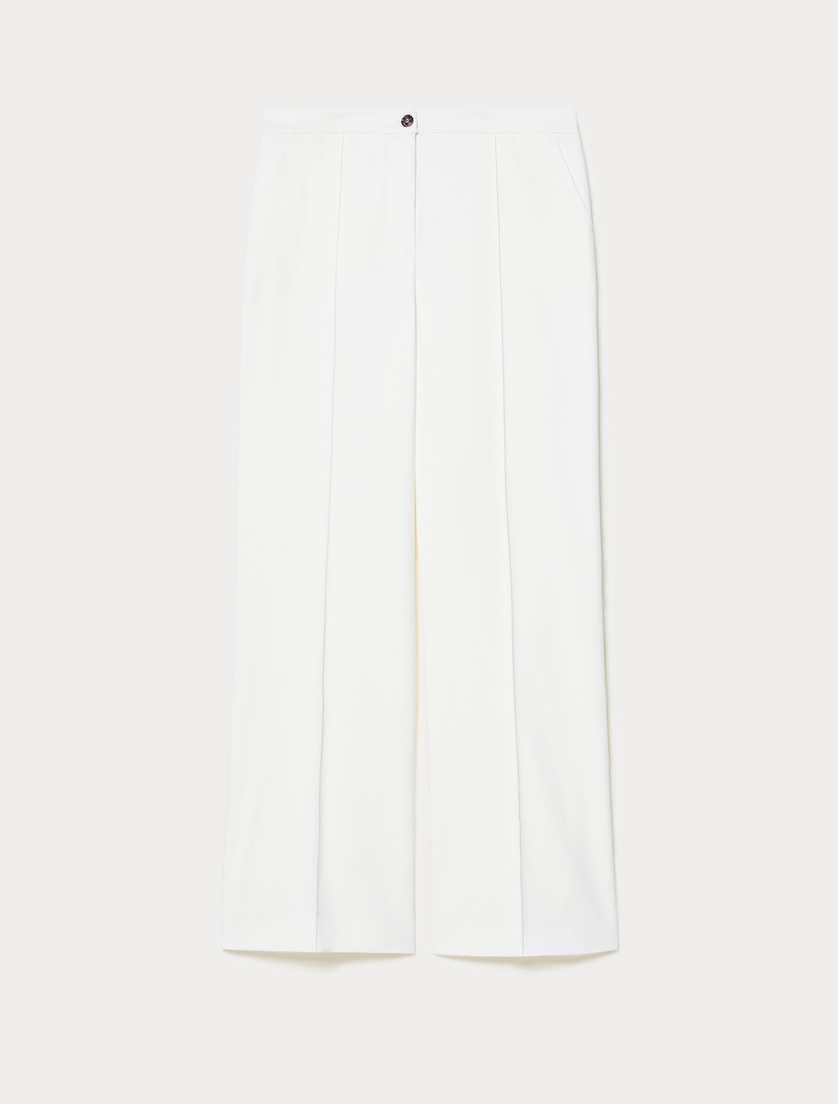 Straight-fit cotton canvas trousers - WHITE - Marina Rinaldi