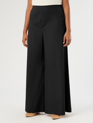 Παντελόνι από βαμβακερή πoπλίνα - ΜΑΥΡΟ