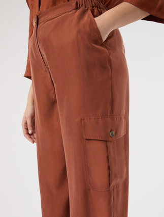 Silk Habotai cargo trousers - AMBER - Marina Rinaldi - 5