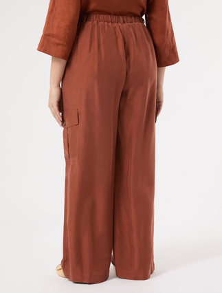 Silk Habotai cargo trousers - AMBER - Marina Rinaldi - 4