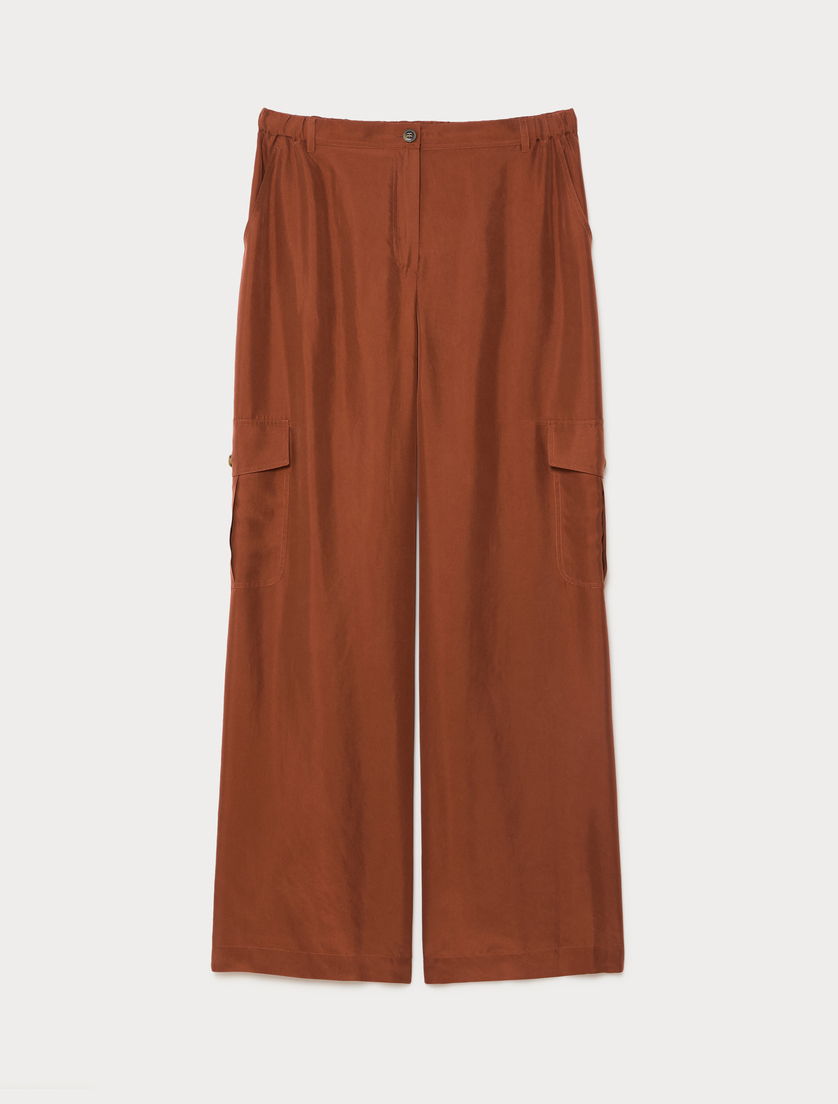 Pantalones cargo en habutai de seda - AMBAR - Marina Rinaldi