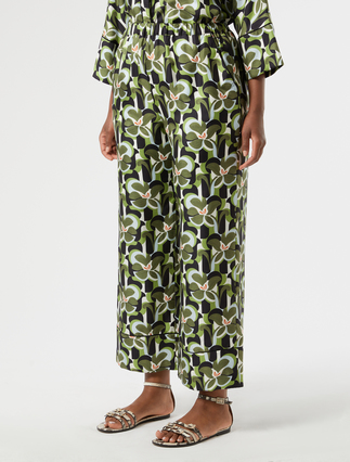 Silk twill trousers - OLIVE GREEN