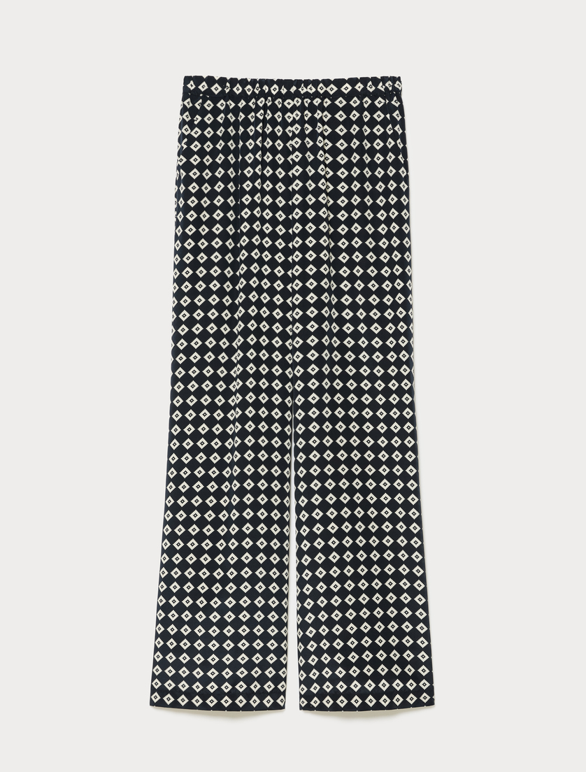 Silk crepe de chine trousers - MIDNIGHTBLUE - Marina Rinaldi