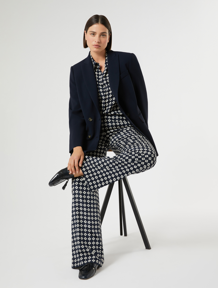 Silk crepe de chine trousers - MIDNIGHTBLUE - Marina Rinaldi - 2