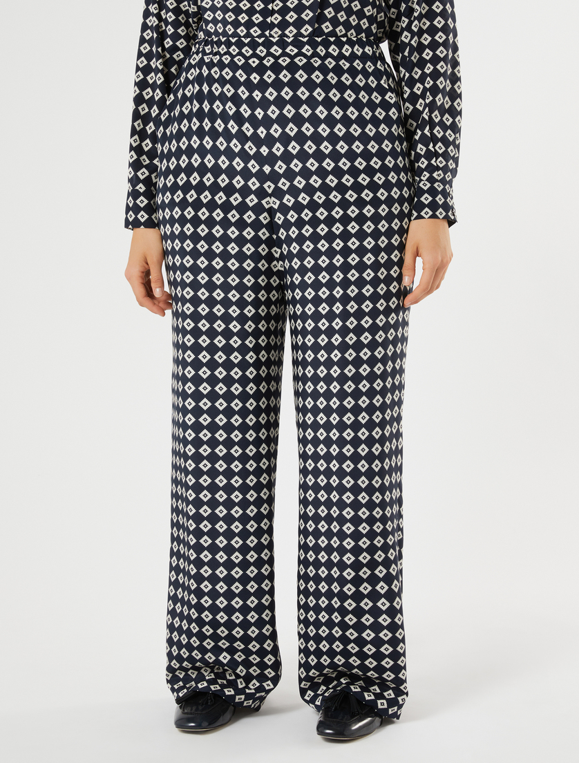 Silk crepe de chine trousers - MIDNIGHTBLUE - Marina Rinaldi - 3