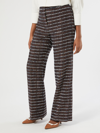 Bouclé fabric trousers - BLUE BROWN