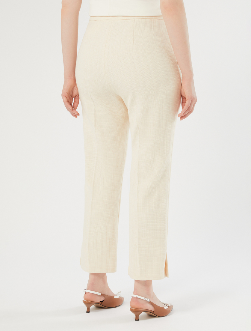 Basketweave cotton trousers - IVORY - Marina Rinaldi - 4