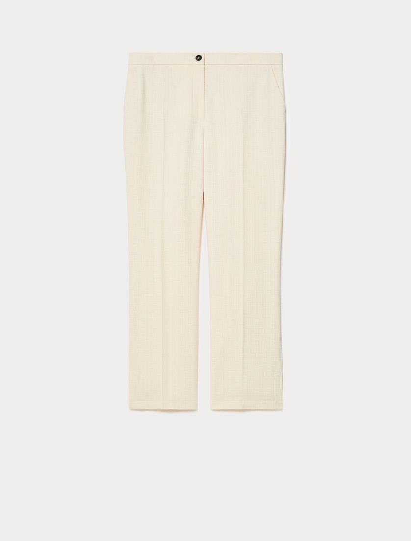 Basketweave cotton trousers - IVORY - Marina Rinaldi