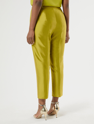Silk shantung trousers - OLIVE GREEN - Marina Rinaldi - 4