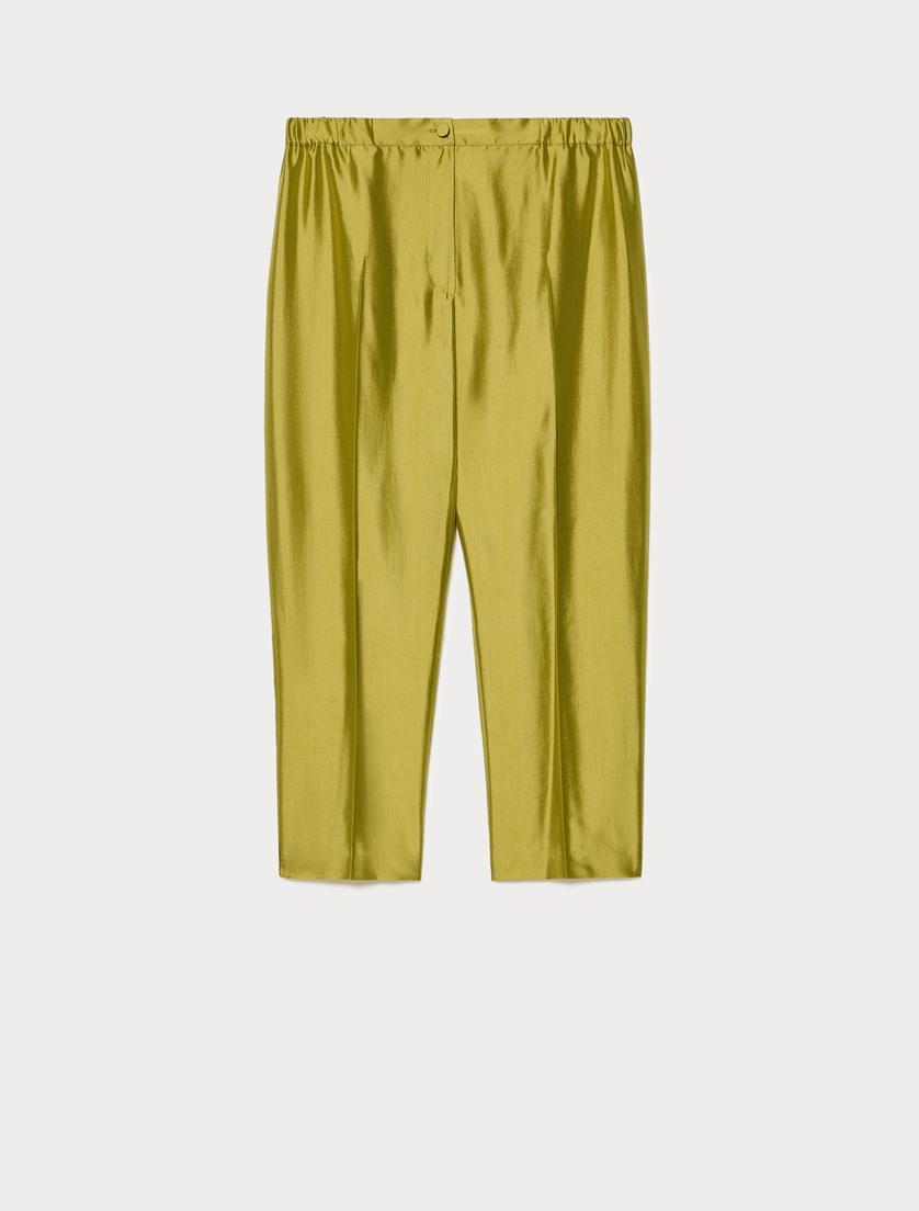 Hose aus Shantung-Seide - OLIVENGRUEN - Marina Rinaldi