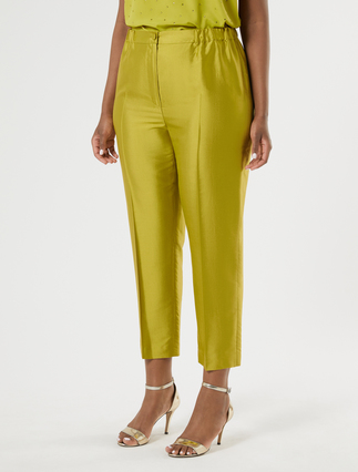 Silk shantung trousers - OLIVE GREEN