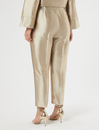 Silk shantung trousers - HAZELNUT BROWN - Marina Rinaldi - 4